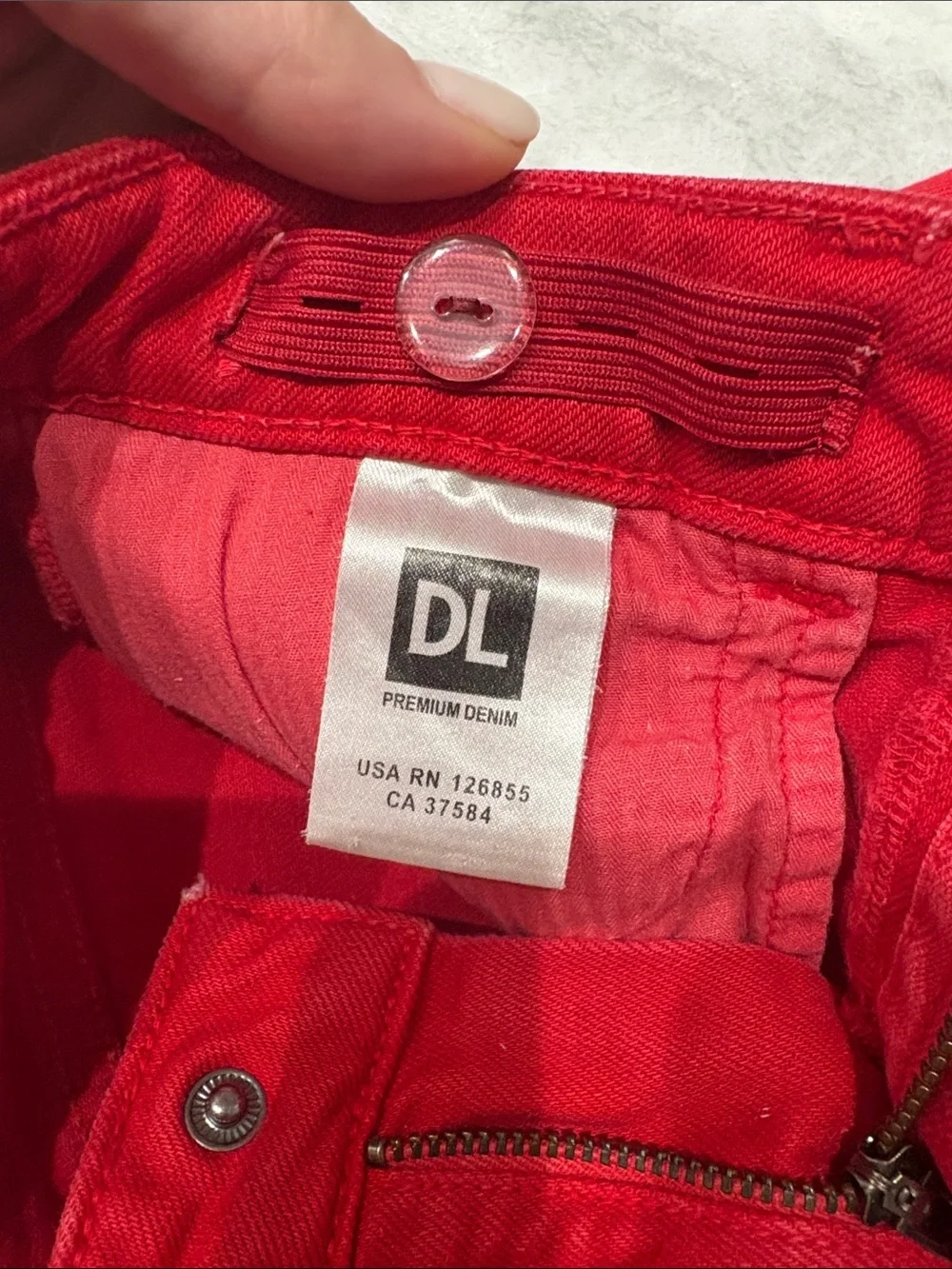 DL1961 Jenny Frayed Red Denim Skirt